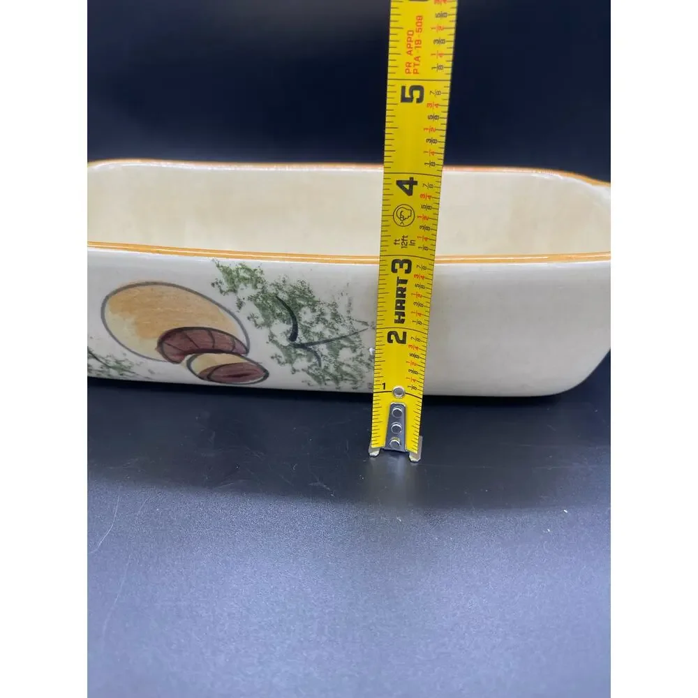Vintage Los Angeles Pottery Bread / Loaf Pan 70’s Mushrooms *See paint photo
